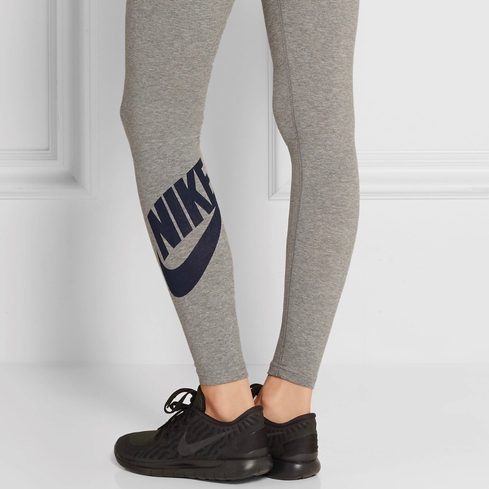 NIKE Gray Leg-A-See Stretch Cotton Leggings